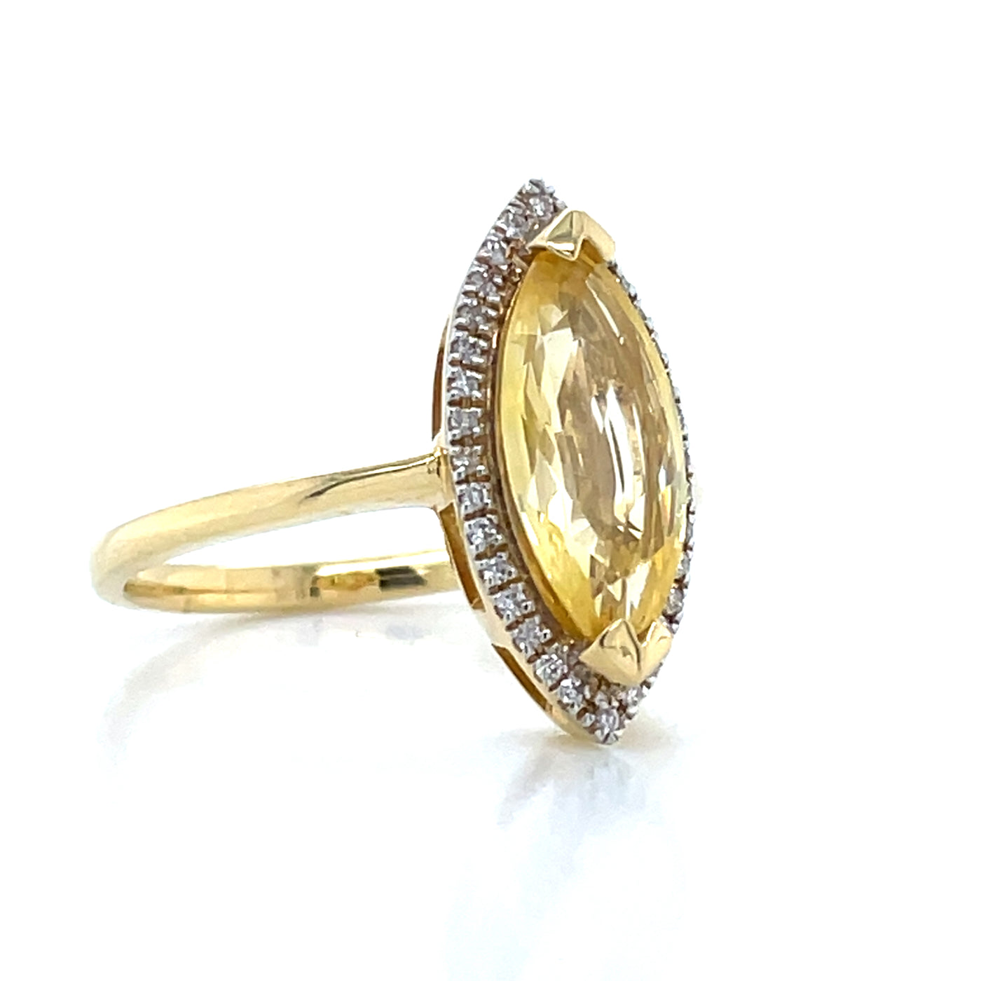 9k Yellow Gold 2.11ct Marquise Yellow Sapphire & Diamonds Cluster Ring