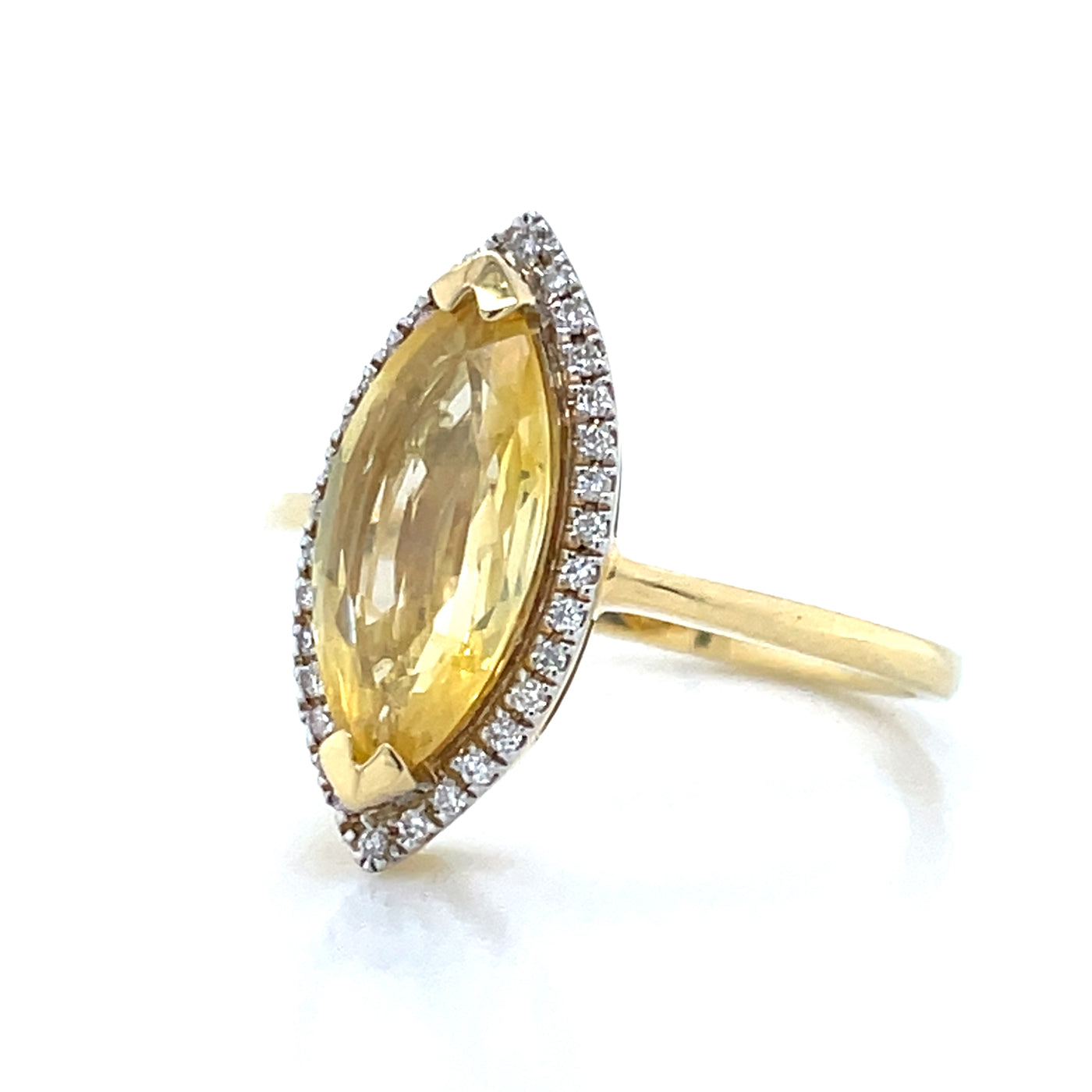 9k Yellow Gold 2.11ct Marquise Yellow Sapphire & Diamonds Cluster Ring