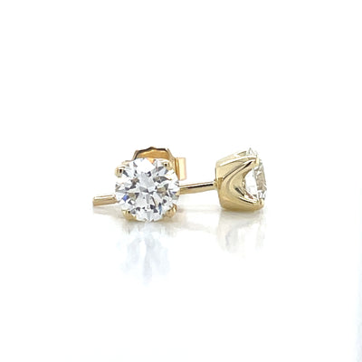 9K Yellow Gold 2=1.00ct Lab Grown Diamond Stud Earrings