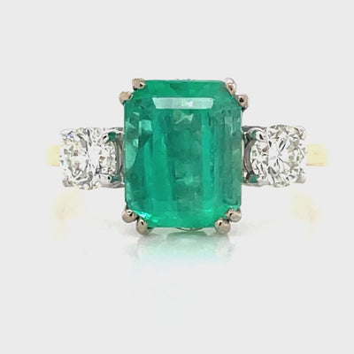 18K B/Tn 2.63ct Emerald & Diamond Ring