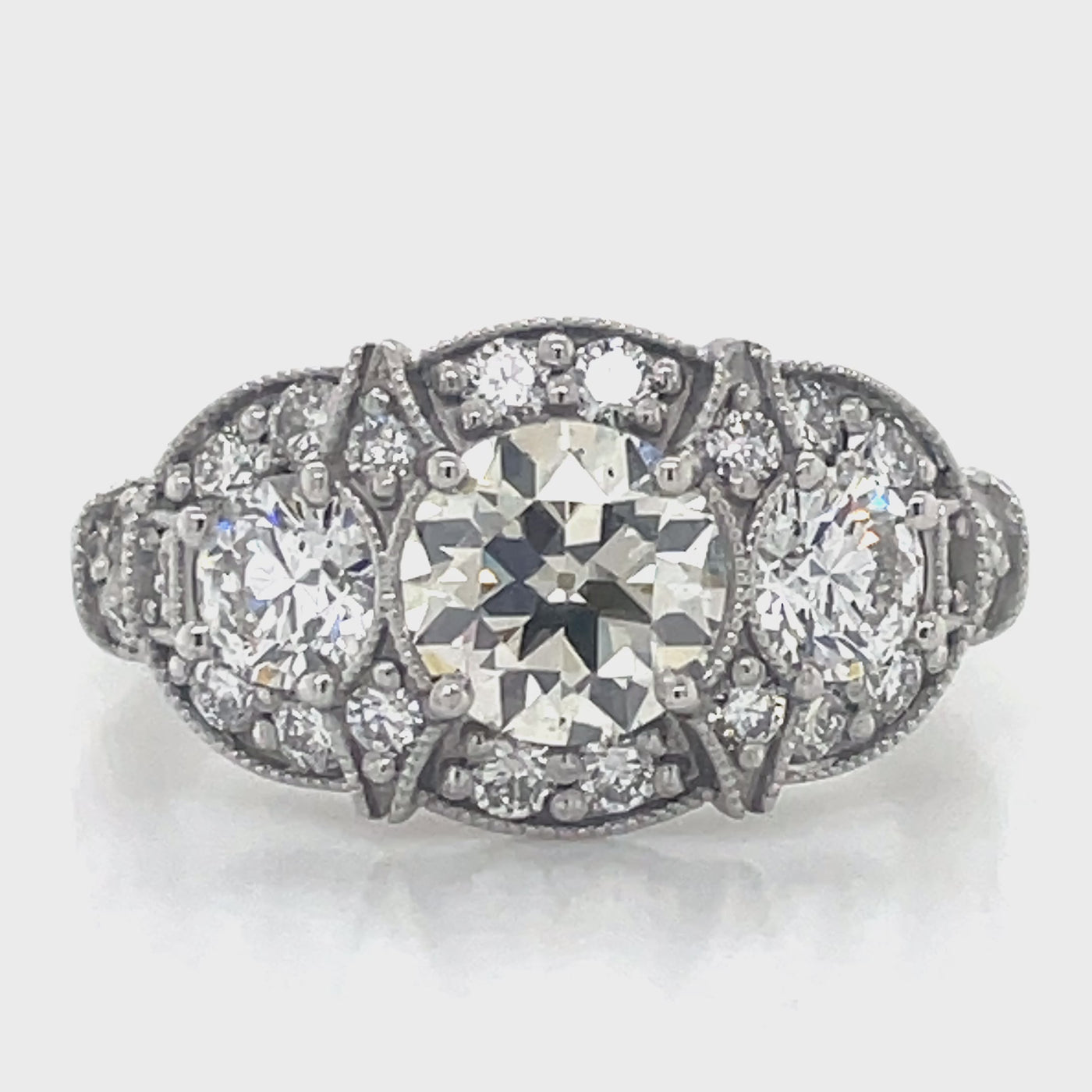 'Cecilia' Platinum Cluster Ring TDW=2.42ct Diamonds