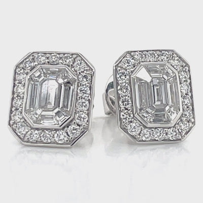 18k White Gold '1.81ct Magic Emerald' Diamond Earrings -