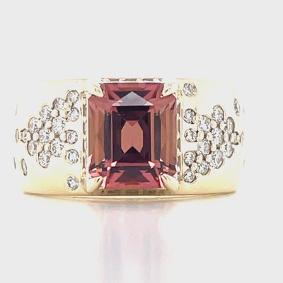 'Emilia' 9k Yellow Gold 2.62ct Peach Tourmaline & Diamonds Ring