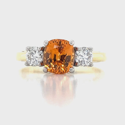 'Elio' Platinum 1.87ct Spessartite Garnet & Diamonds Ring