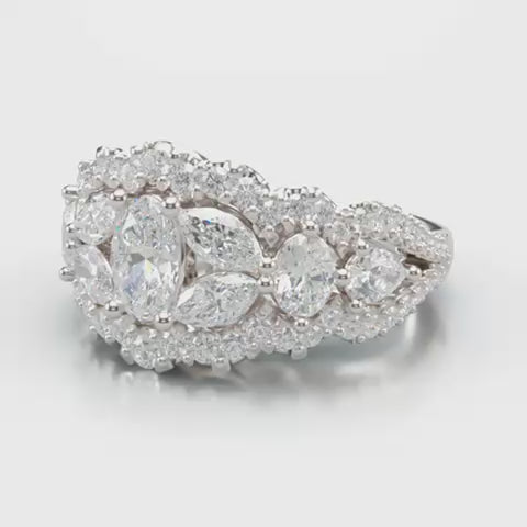 Platinum 1.70ct Diamonds Cluster Ring