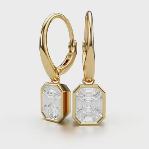 18K Yellow Gold 0.72ct FG VS Diamonds 'Magic Emerald' Earrings