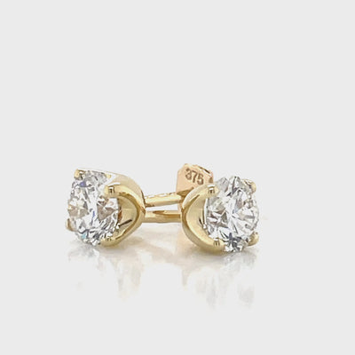 9K Yellow Gold 2=1.00ct Lab Grown Diamond Stud Earrings