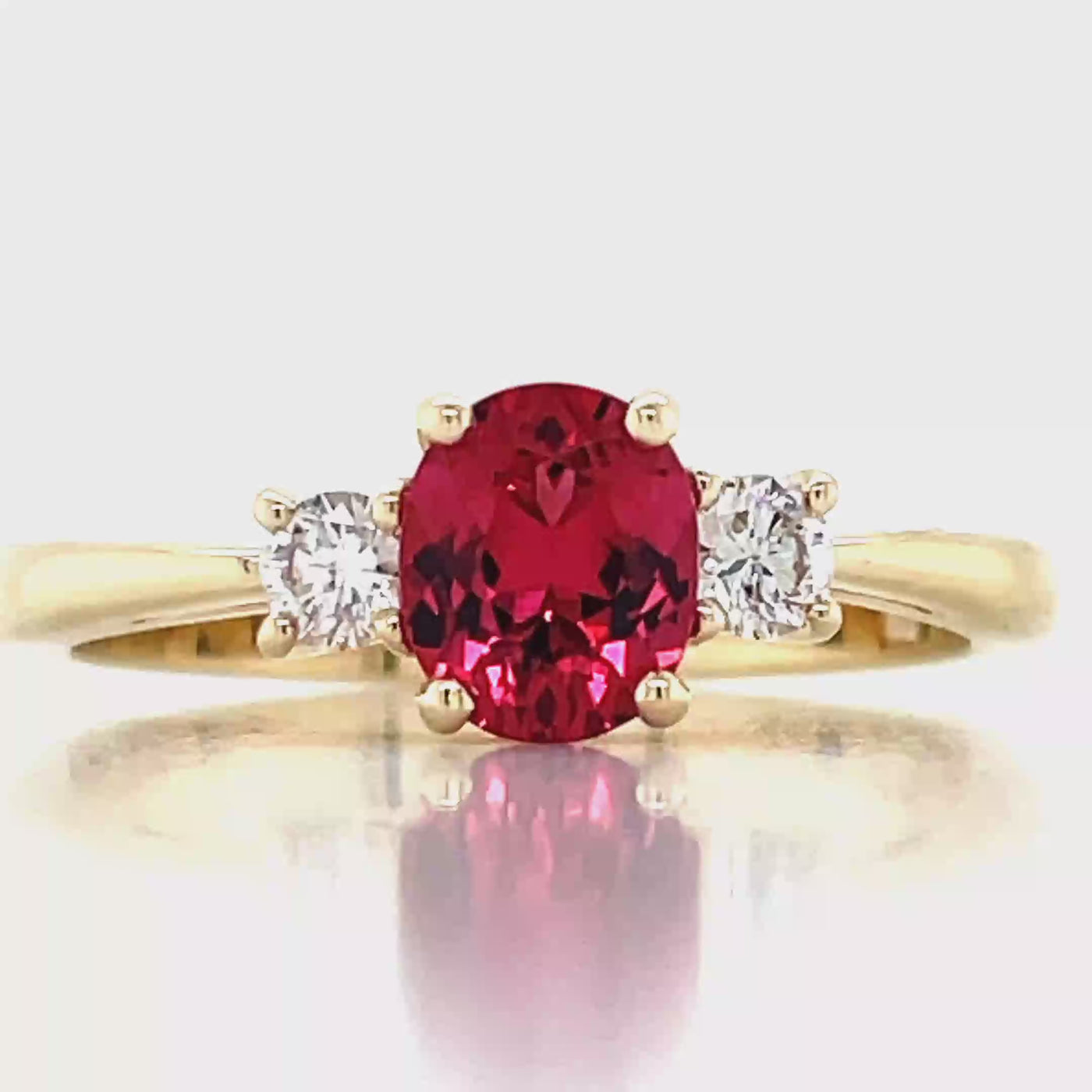 'Scarlet' 9k Yellow Gold 0.84ct Red Spinel & Diamonds Ring