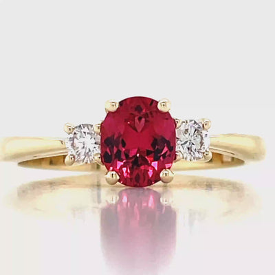 'Scarlet' 9k Yellow Gold 0.84ct Red Spinel & Diamonds Ring