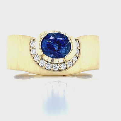 "Milan Blue" 18K Yellow Gold 1.48ct Sapphire & Diamond Ring