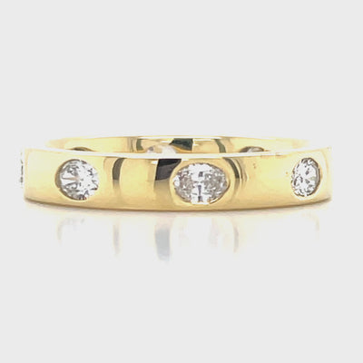 18k Yellow Gold 0.86ct Oval Diamonds Band Ring