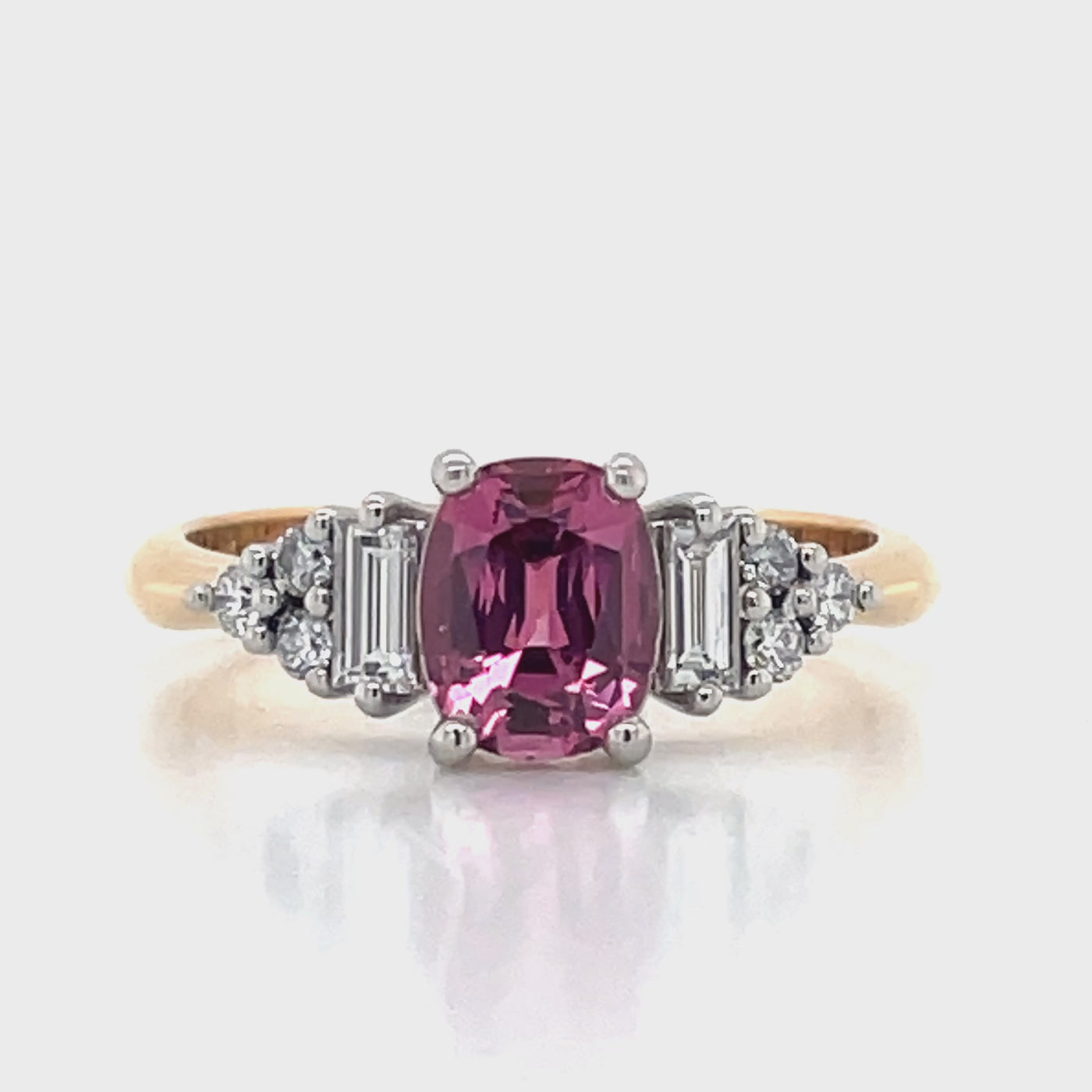 'Grier' 18k Rose Gold & Platinum 1.21ct Cushion Pink Spinel & Diamonds Ring