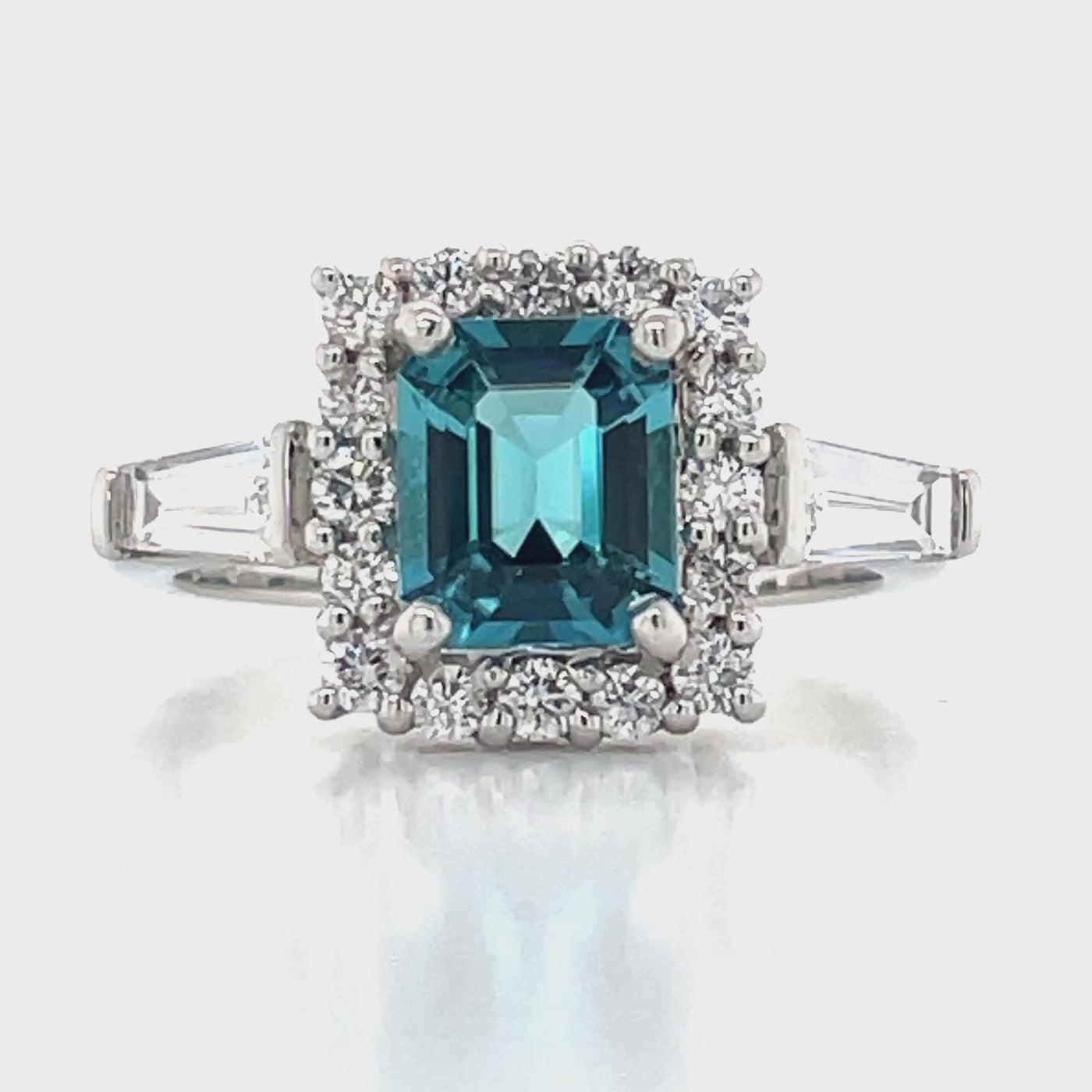 'Alexis' Platinum 1.39ct Tourmaline & Diamonds Cluster Ring