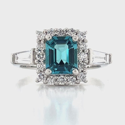 'Alexis' Platinum 1.39ct Tourmaline & Diamonds Cluster Ring