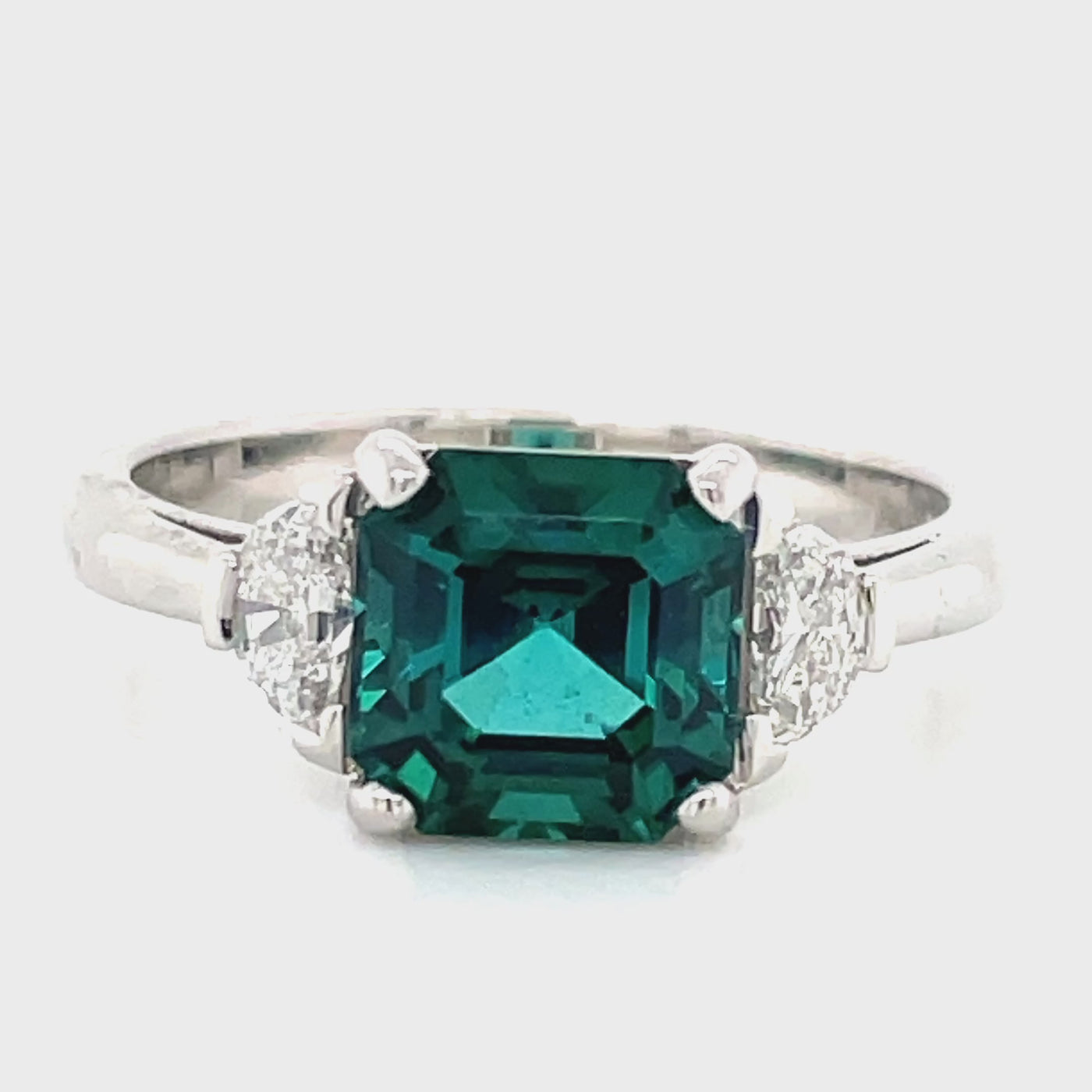 'Viridis' Platinum 2.38ct GreenTourmaline & Diamonds Ring