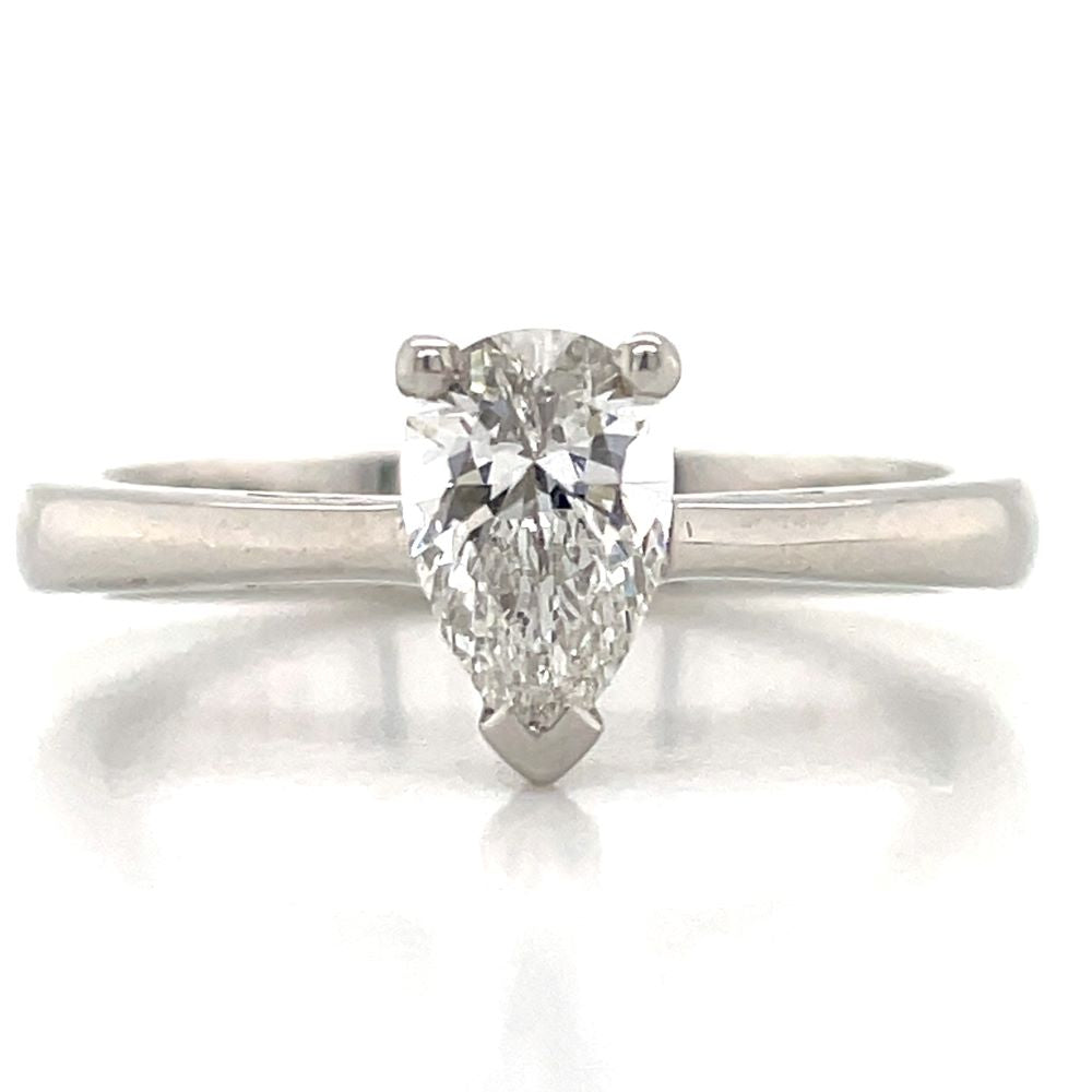'Pyrus' Platinum Solitaire Pear Diamond Ring john-franich-jewellers-nz