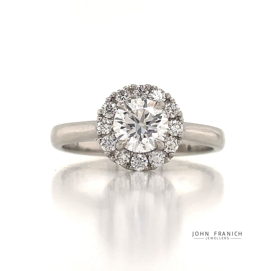 'Helios' Platinum Halo Diamond Cluster Ring