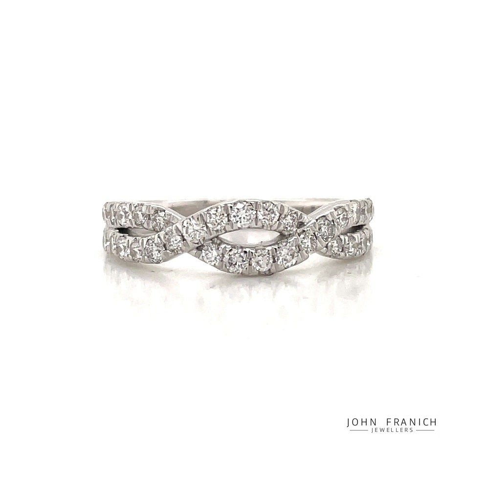 9k White Gold Twist 0.75ct Diamond Ring john-franich-jewellers-nz