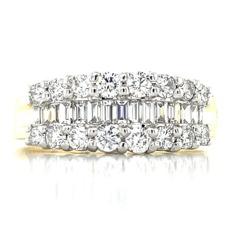 18k B/Tn 1.00ct Round & Baguette Diamonds Ring john-franich-jewellers-nz