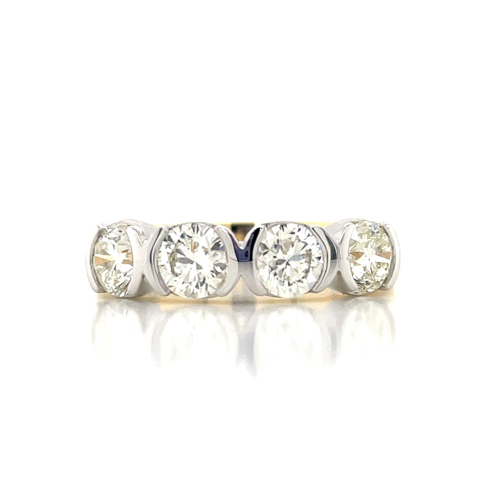 18kB/Tne 4st Semi Rubover Diamond Ring TDW=1.60ct john-franich-jewellers-nz