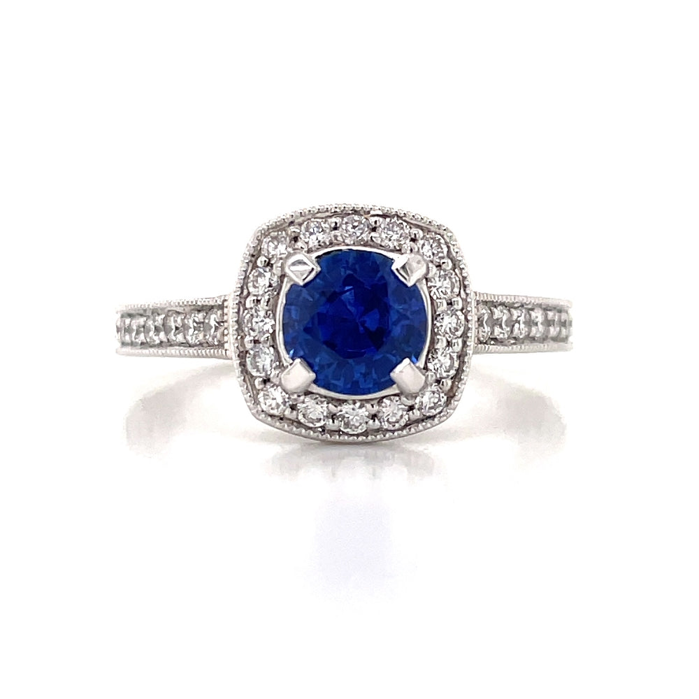 18K White Gold Sapphire & Diamond Cluster Ring john-franich-jewellers-nz