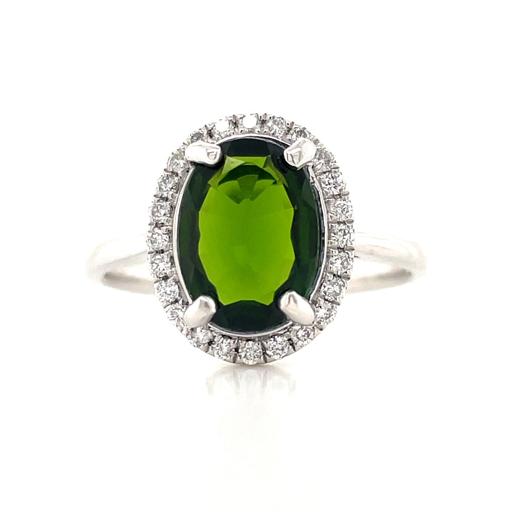 18k White Gold Chrome Diopside and Diamond Ring john-franich-jewellers-nz