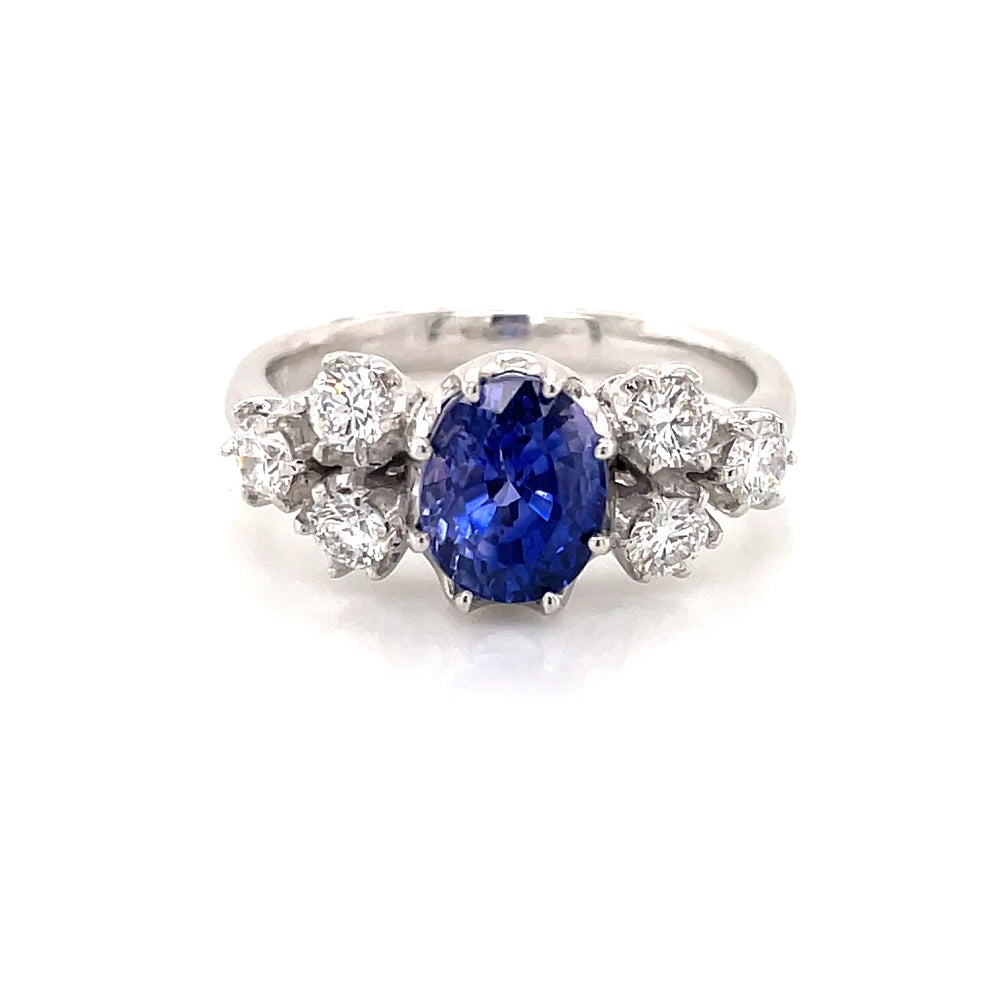 18k White Gold 2.03ct Sapphire & Diamonds Ring john-franich-jewellers-nz