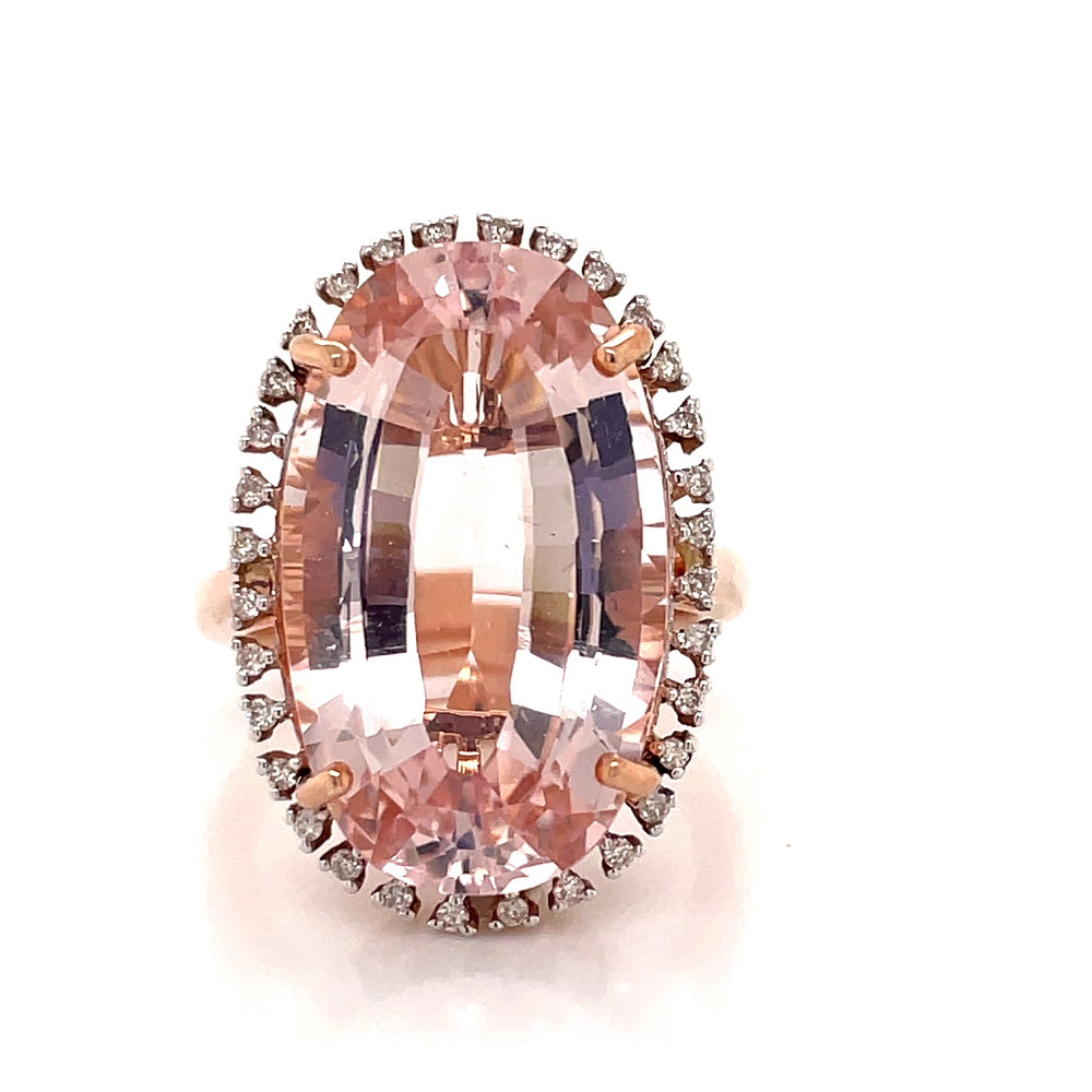 9k Rose Gold Morganite & Diamonds Cluster Ring john-franich-jewellers-nz