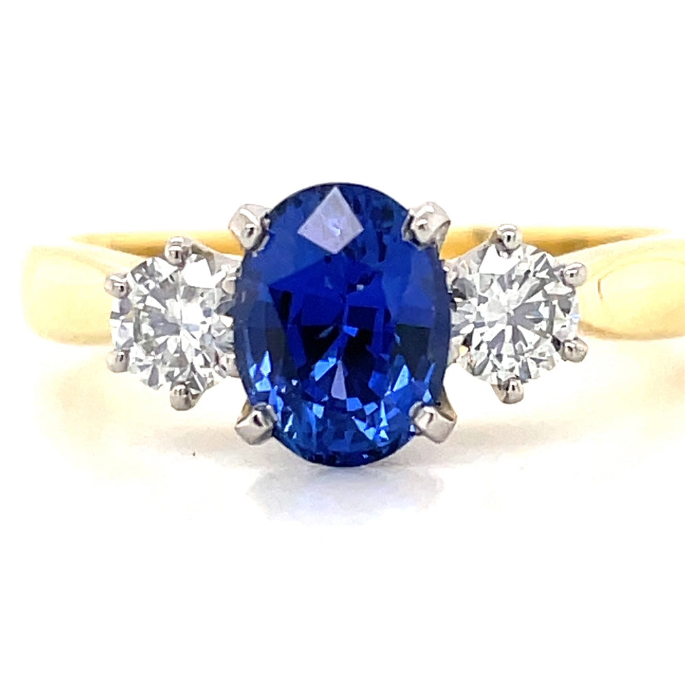 'Azure' 18kYellow Gold & Platinum 1.32ct Sapphire & Diamonds Ring john-franich-jewellers-nz