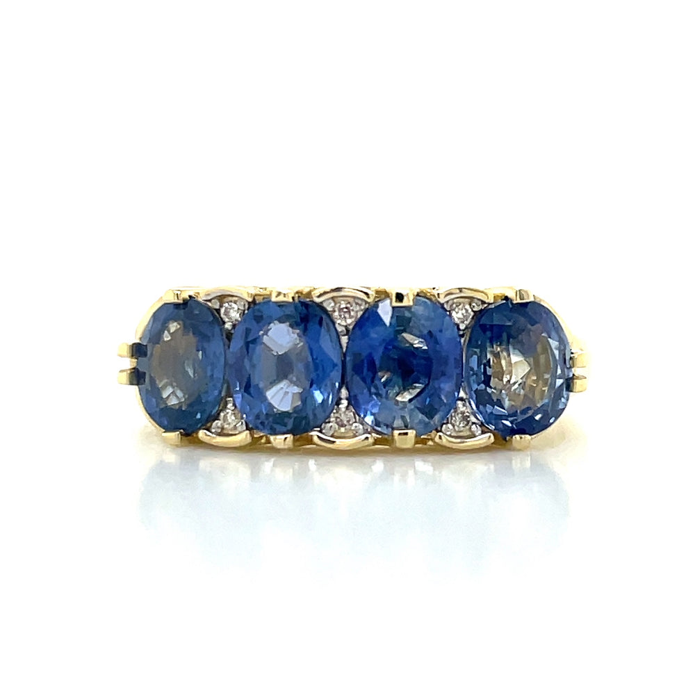 9kYellow Gold 2.65ct Sapphires & Diamonds Bridge Ring