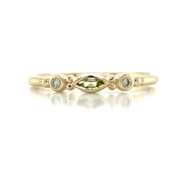 9k Yellow Gold 0.08ct Marquise Peridot & Diamonds Ring john-franich-jewellers-nz