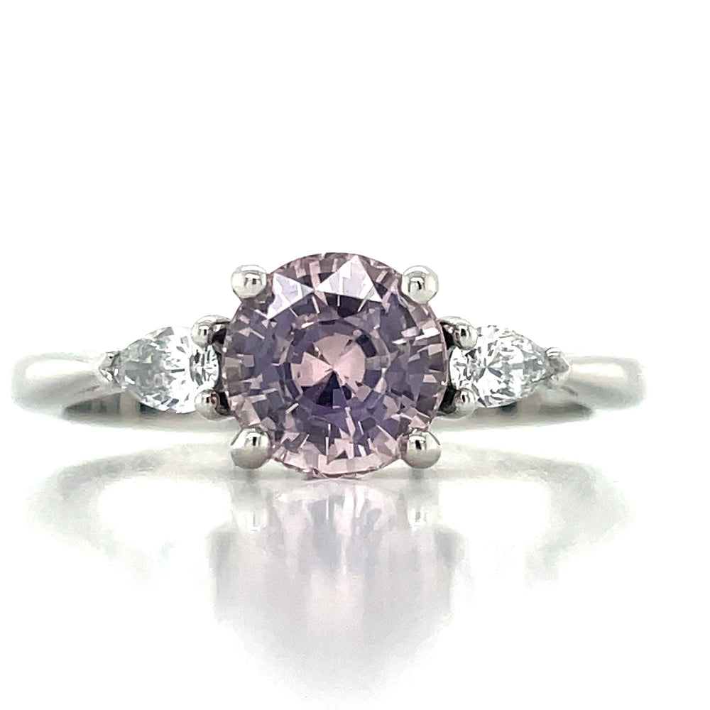 'Juliet Rose' Platinum 1.63ct Pink Sapphire & Pear Diamonds Ring