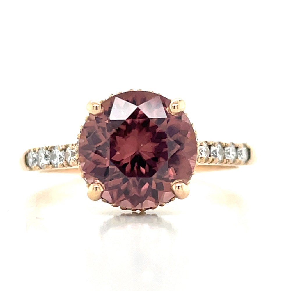 'Arrossa' 18k Rose Gold 3.60ct Pink Zircon & Diamonds Ring