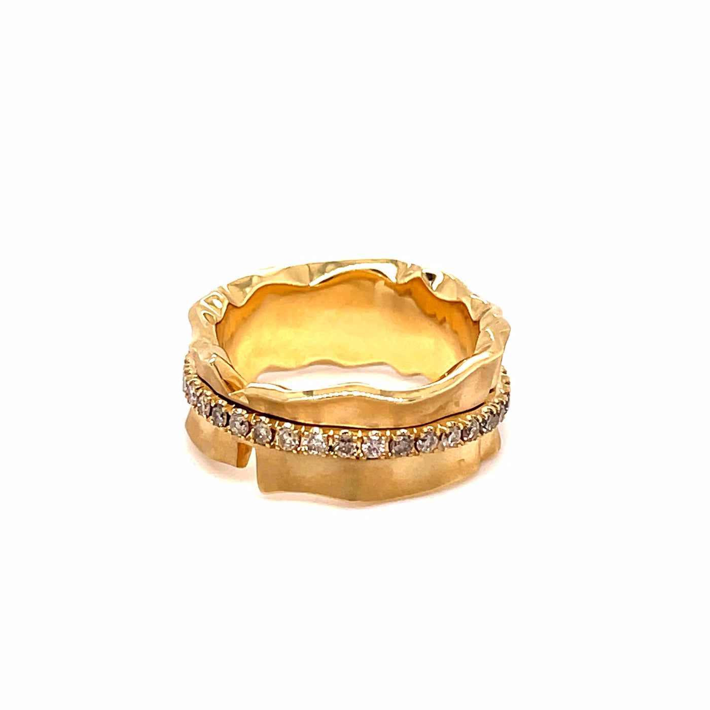 18k Gold "Silk Ribbon" Champagne Diamond Ring john-franich-jewellers-nz