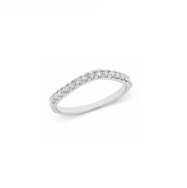 9k White Gold Curved Diamond Band Ring