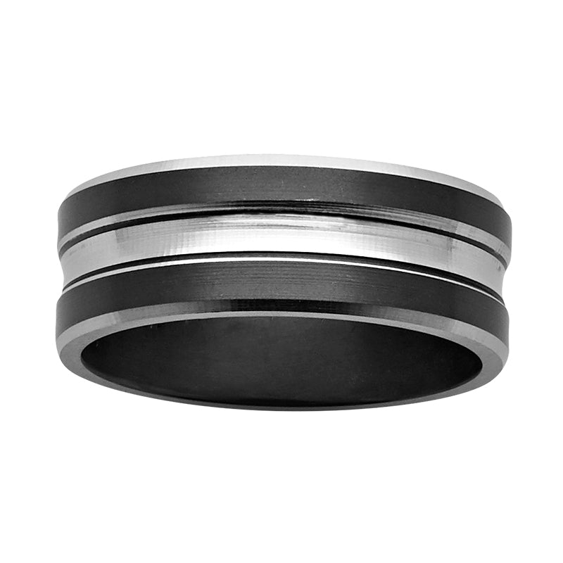 Ziro Black & Natural Zirconium 8mm Band Ring john-franich-jewellers-nz