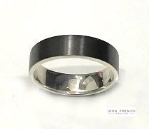 Ziro Black Zirconium/Stg Silver Band Ring john-franich-jewellers-nz