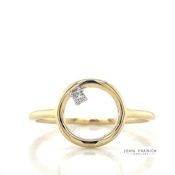 9k Yellow Gold Circle Ring 0.02ct Diamond john-franich-jewellers-nz