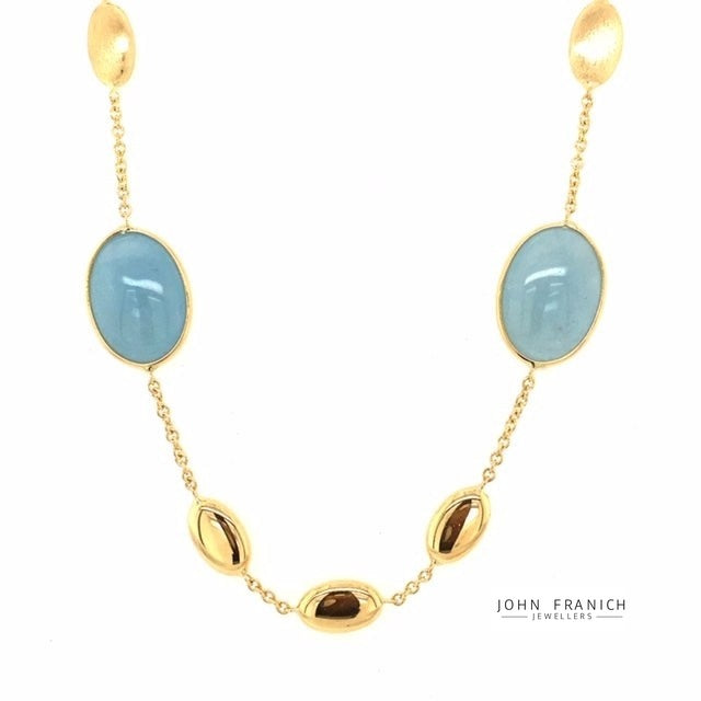 18k Yellow Gold Milky Aquamarine Necklace