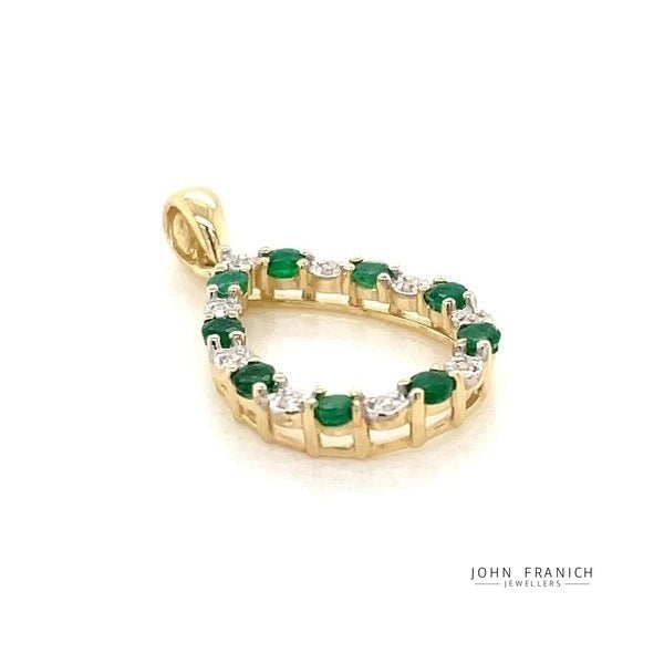 9K Yellow Gold Emerald & Diamond Pendant john-franich-jewellers-nz
