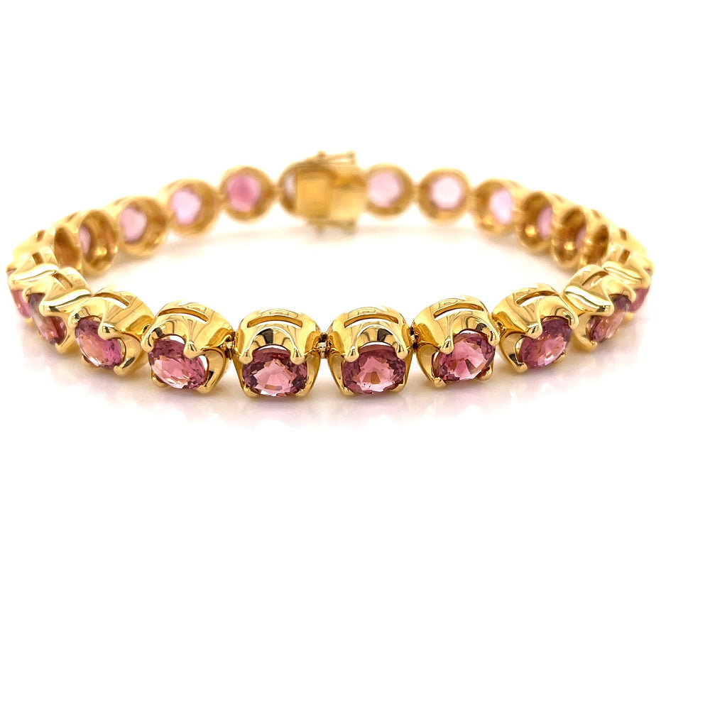 18k Yellow Gold 17.79ct Pink Tourmalines Bracelet john-franich-jewellers-nz