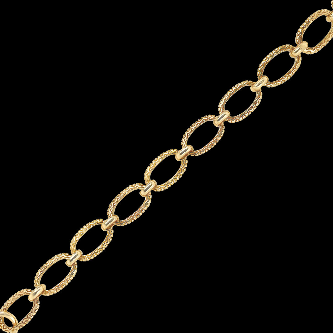 9k Yellow Gold Oval Patterned Bracelet john-franich-jewellers-nz