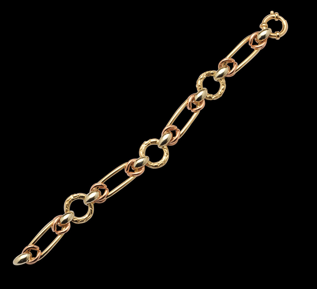 9k Trigold Oval & Circles Bracelet Euro Bolt Ring john-franich-jewellers-nz