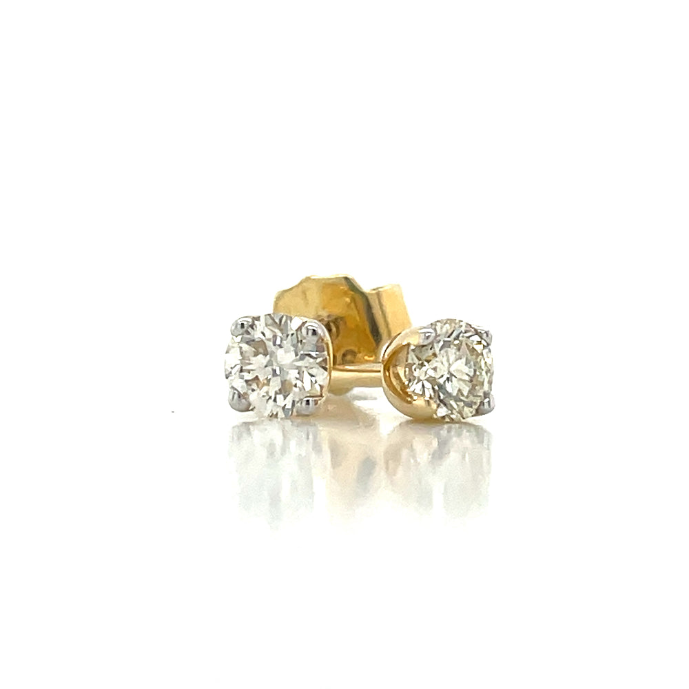9k Yellow Gold 2=0.46ct Diamond Stud Earrings john-franich-jewellers-nz