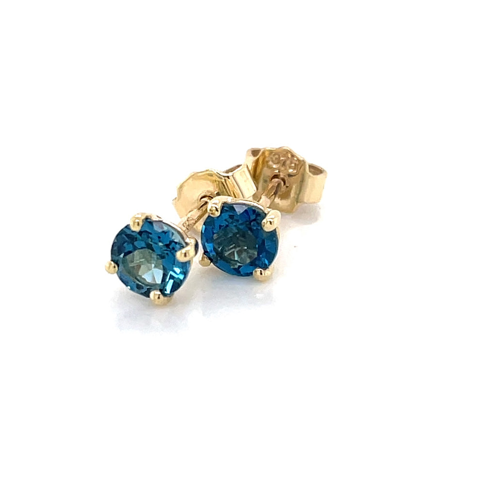 9k Yellow Gold London Blue Topaz Stud Earrings john-franich-jewellers-nz