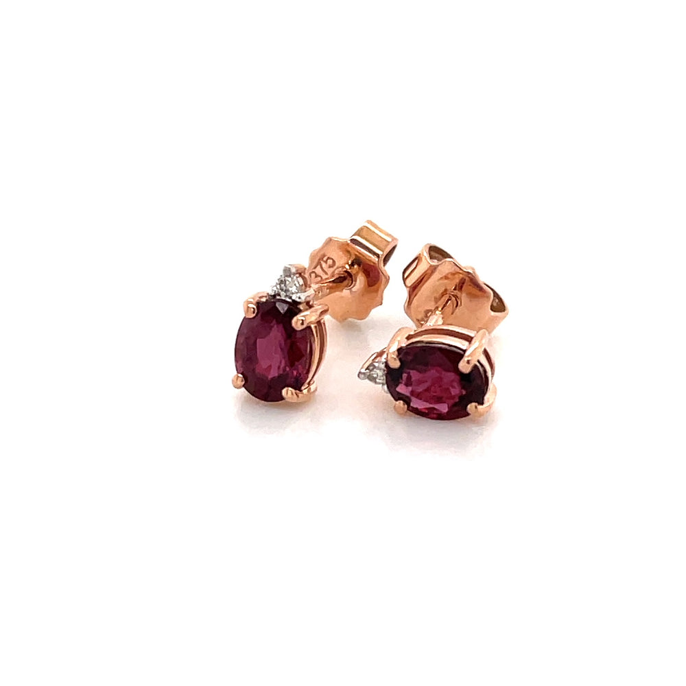 9k Yellow Gold Ruby & Diamond Stud Earrings john-franich-jewellers-nz
