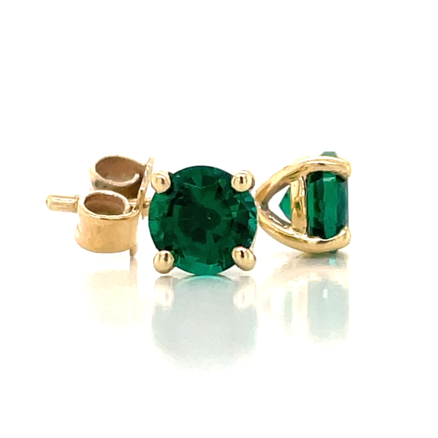 9K Yellow Gold Biron Emerald Stud Earrings john-franich-jewellers-nz