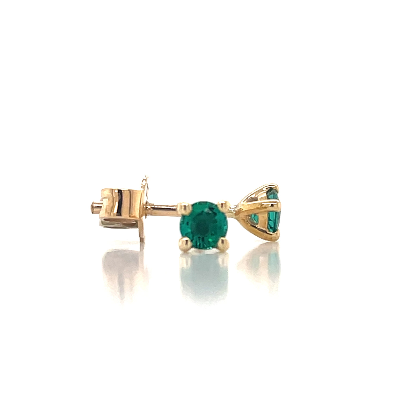 9K Yellow Gold 3mm Biron Emerald Stud Earrings john-franich-jewellers-nz