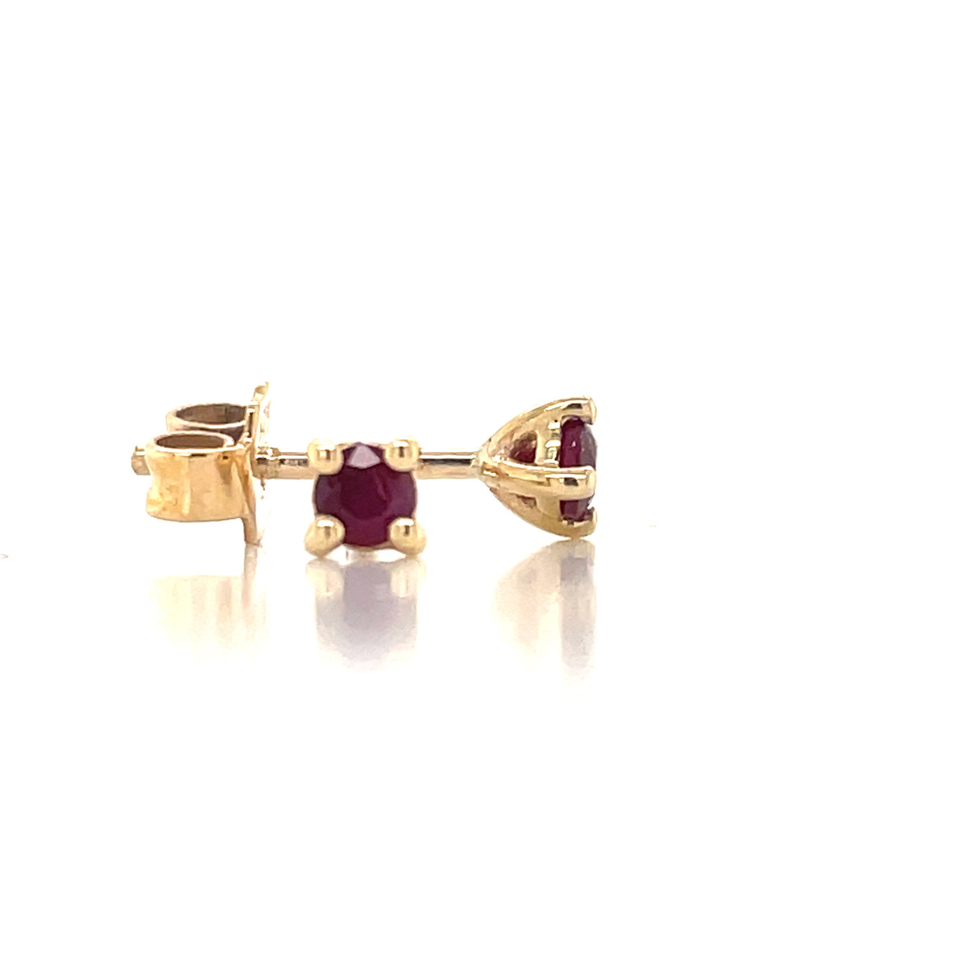 9K Yellow Gold 3mm Ruby Stud Earrings john-franich-jewellers-nz