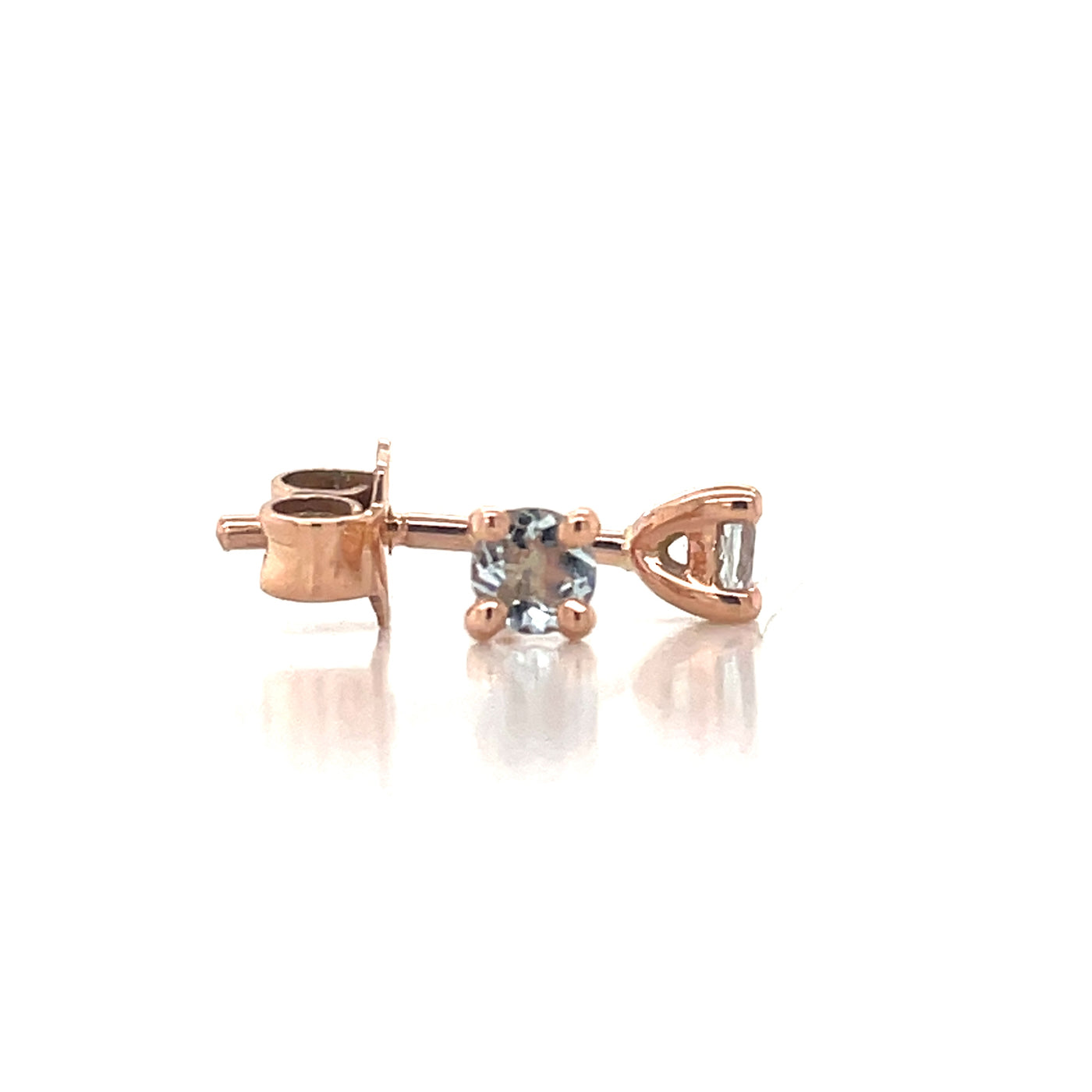 9K Rose Gold 3mm Aquamarine Stud Earrings john-franich-jewellers-nz